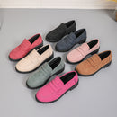 Women's Red Suede Chunky Platform Penny Loafers With Lug Sole