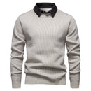 Mens Fine Knit Sweater Modern Collar – Stylish Casual Pullover