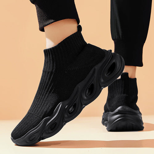 Women's Sock Style Ankle Sneakers With White Sole Lightweight Fit