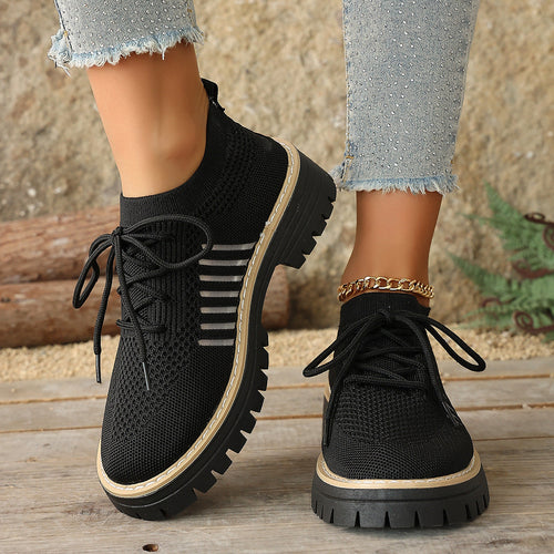 Women’s Lace Up Mesh Sneakers – Breathable Running Shoes With Grip Sole