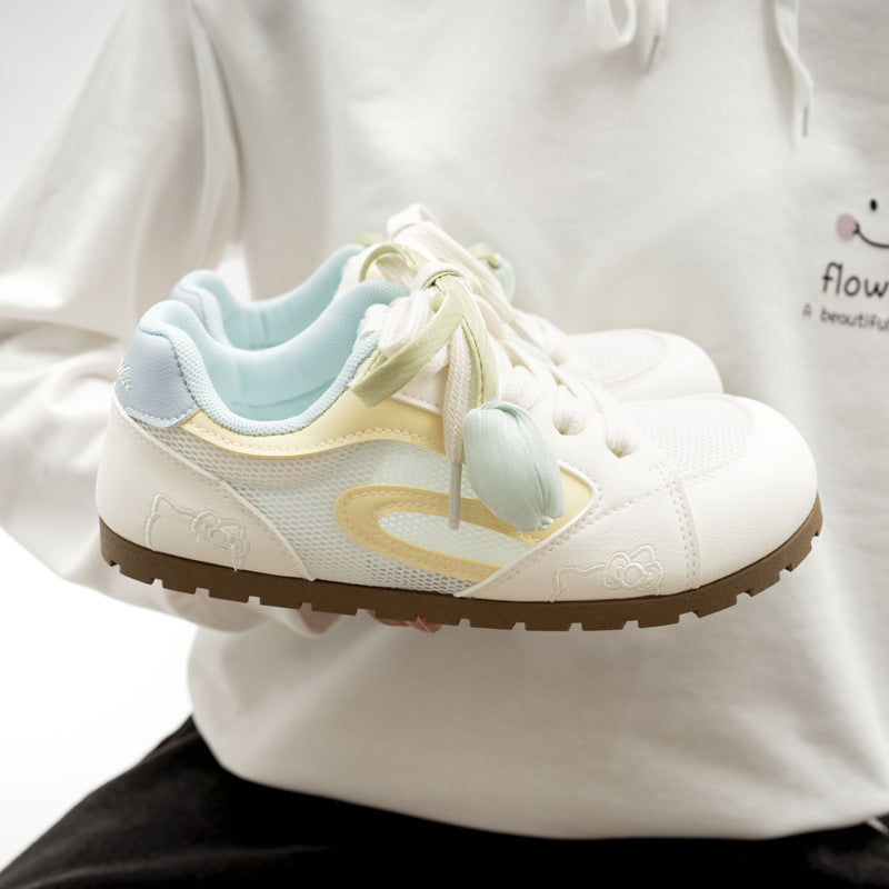 Women's Trendy Hello Kitty Non-Slip Sneakers With Unique Petal Shoe Lace