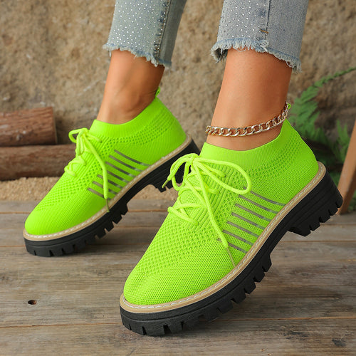Women’s Lace Up Mesh Sneakers – Breathable Running Shoes With Grip Sole