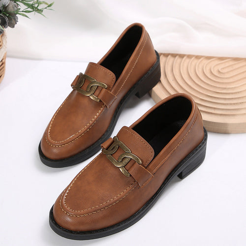 Women’s Elegant Moccasins With Chain Detail – Stylish Comfort Loafers