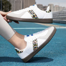 Women's Sporty Laced Up Leather Sneakers With Non-Slip Sole – Casual Comfort Shoes
