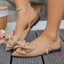 Women’s Elegant Slingback Ballerina Flats – Bow Detail Comfort Shoes