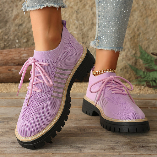 Women’s Lace Up Mesh Sneakers – Breathable Running Shoes With Grip Sole