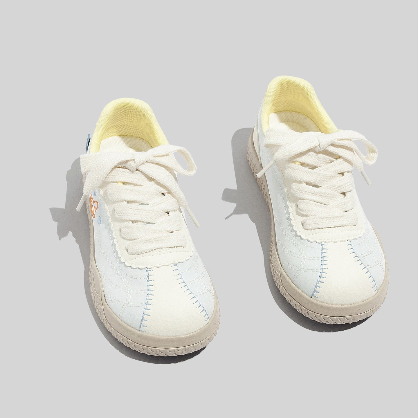 Women's Stylish Laced Up Blue Leather Sneakers