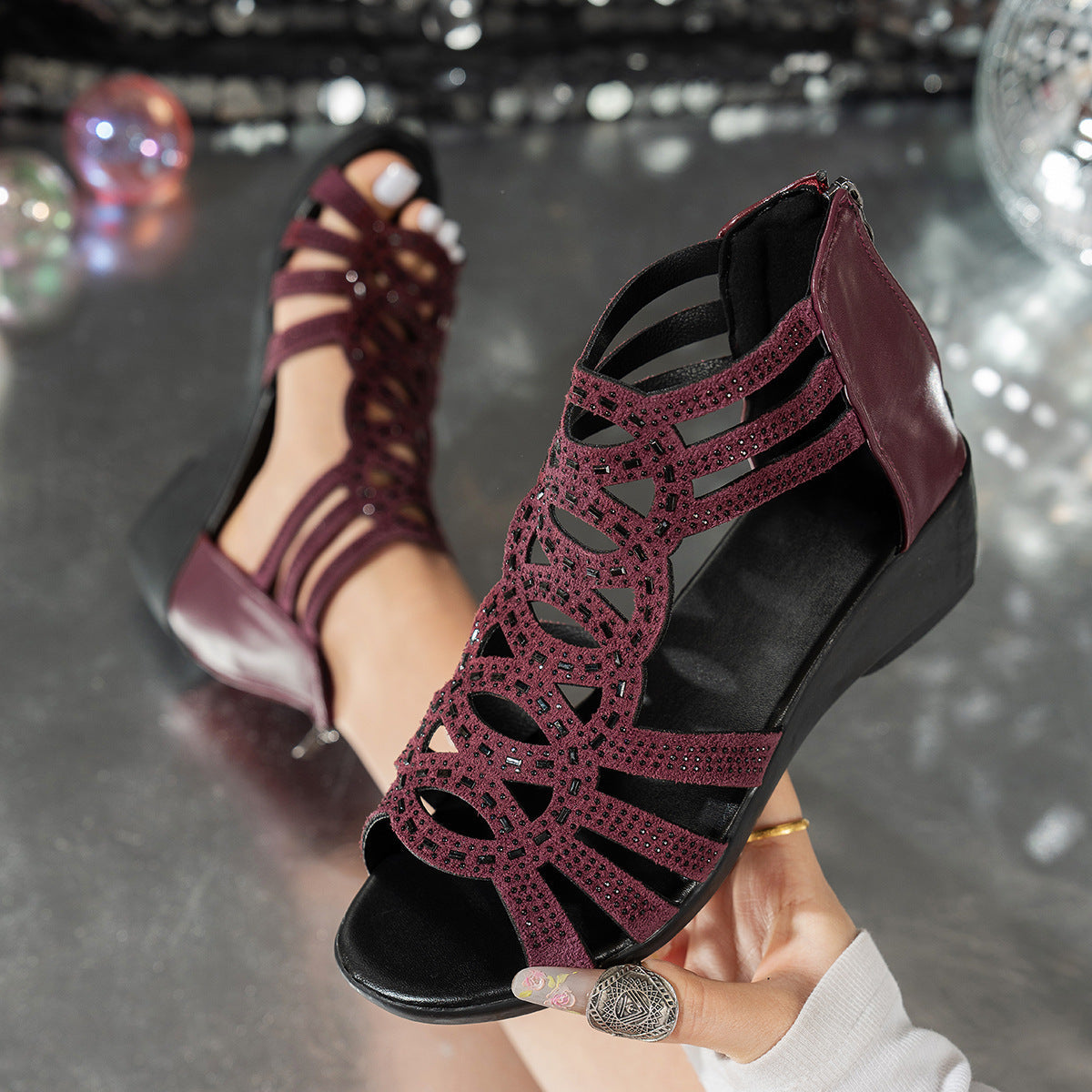 Women’s Stylish Gladiator Glitter Sandals – Elegant Strappy Comfort Shoes