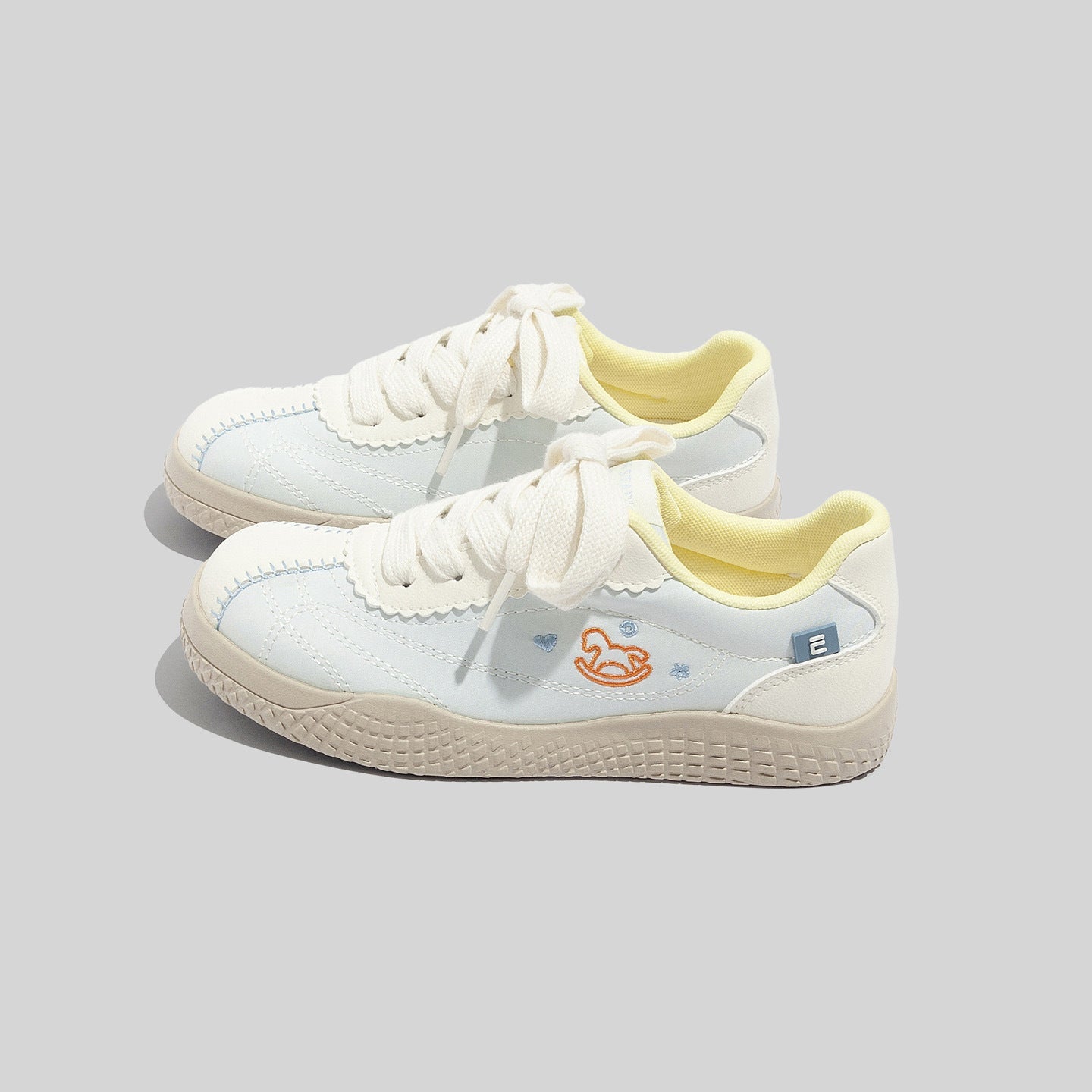 Women's Stylish Laced Up Blue Leather Sneakers