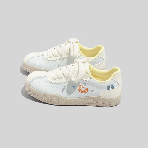 Women's Stylish Laced Up Blue Leather Sneakers