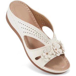 Women's Comfortable Footbed Sandals With Floral Design – Orthopedic Summer Comfort