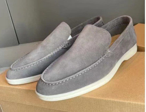 Mens Classic Brown Suede Loafers Slip-On – Casual Elegant Shoes