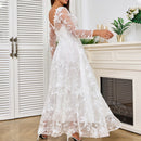 Women's Elegant Lace Detailed Wedding Dress With Voluminous Skirt – Princess Bridal Gown