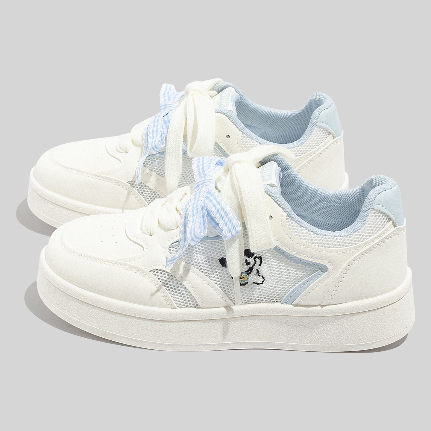 Women's Breathable Laced Up White Mesh Sneakers