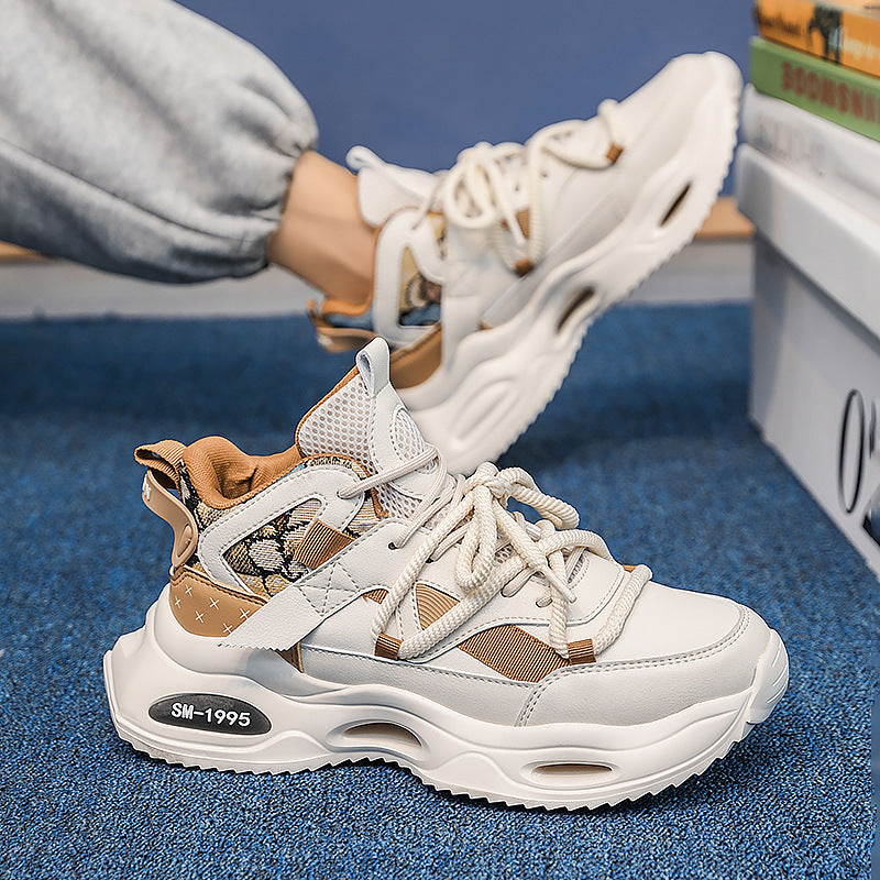 Women's Platform Leather Sneakers With Stylish Lace Up Comfort Fit