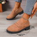 Women's Red Suede Chunky Platform Penny Loafers With Lug Sole