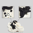 Women's Fashionable White Chunky Clogs With Appliques And Accessories