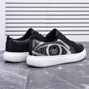 Women’s Black Lace-Up Sneakers With Skull Print – Cushioned Comfort Shoes