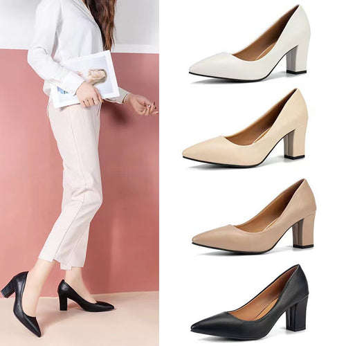 Women’s Elegant Block Heel Pumps – Classic Comfortable Dress Shoes