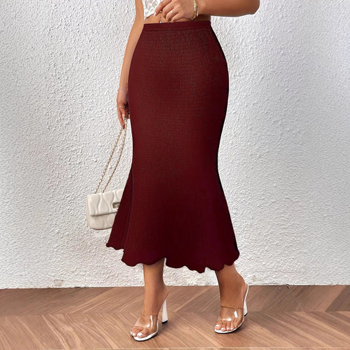 Women’s High-Waisted Pencil Skirt – Scalloped Hem Elegant Fit