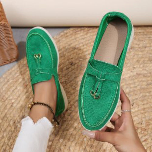 Women’s Flat Slip On Suede Loafers – Comfortable Casual Walking Shoes