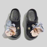 Women's Stylish Clogs With Floral Accessories And Beads