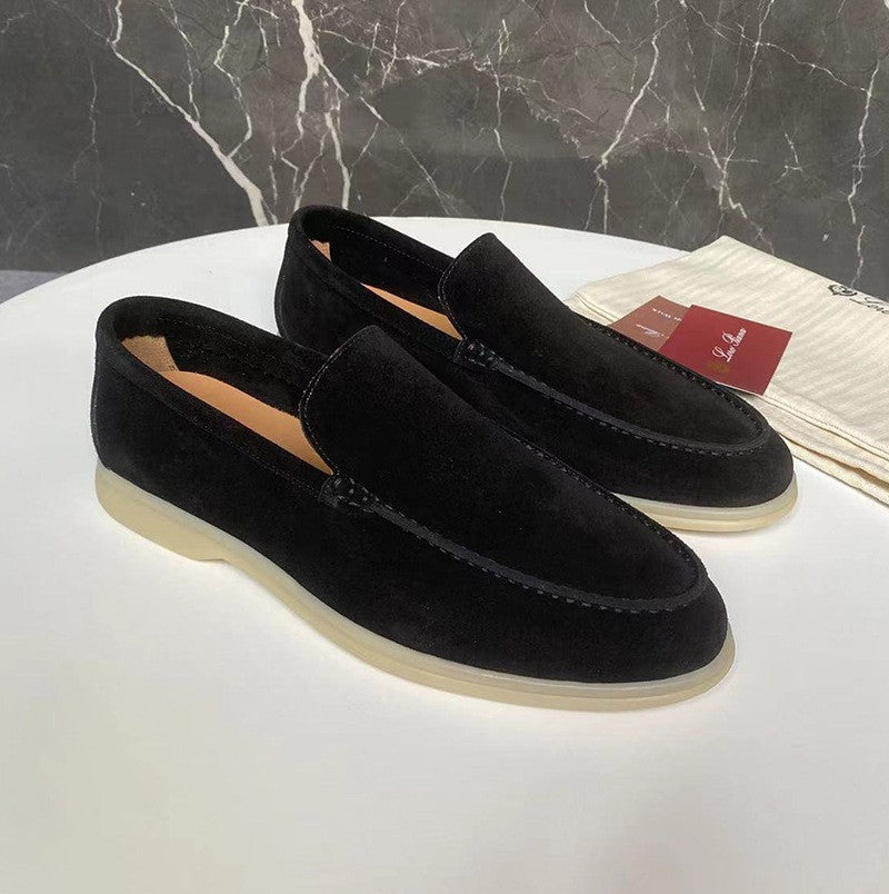 Mens Classic Brown Suede Loafers Slip-On – Casual Elegant Shoes