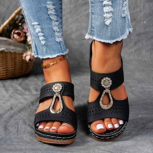 Women’s Elegant Platform Sandals – Sparkling Strap Comfort Shoes