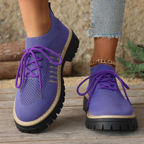 Women’s Lace Up Mesh Sneakers – Breathable Running Shoes With Grip Sole