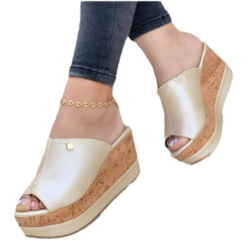 Women’s Elegant Open Toe Wedge Sandals – Comfortable Summer Shoes