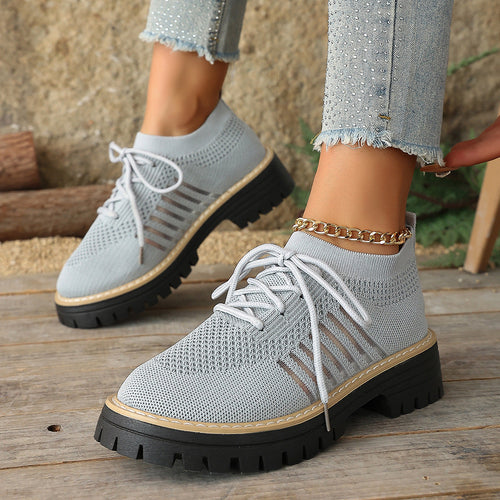 Women’s Lace Up Mesh Sneakers – Breathable Running Shoes With Grip Sole