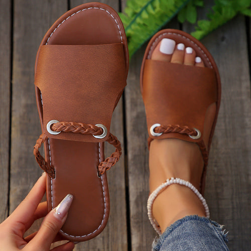 Women’s Elegant Braided Strappy Sandals – Stylish Comfort Summer Shoes