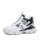 Women's Trendy Platform Sneakers With Letter Imprints And Lace Up Fit