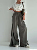 Women’s Wide Leg Sports Trousers – Loose Fit With Side Pockets