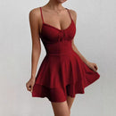 Women’s Classy Skater Dress With Spaghetti Straps – Elegant Flowy Fit Dress