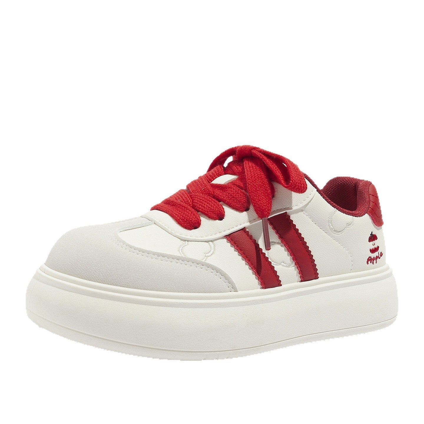 Women's Trendy Laced Up Suede Sneakers With Red Laces
