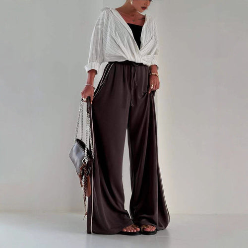 Women’s Wide Leg Sports Trousers – Loose Fit With Side Pockets