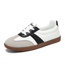 Women’s Trendy Laced-Up Faux Leather Sneakers – Cushioned Everyday Comfort