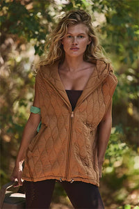 Women’s Lightweight Hooded Puffer Vest – Short Sleeve Quilted Jacket