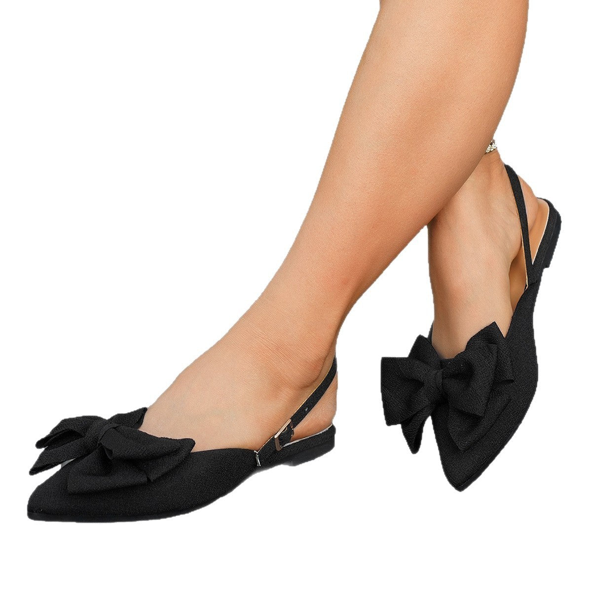 Women’s Elegant Slingback Ballerina Flats – Bow Detail Comfort Shoes