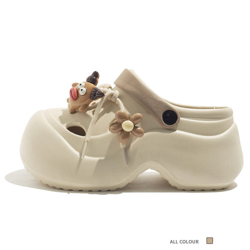 Women's Stylish Clogs With Floral Accessories And Beads