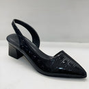 Women's Shiny Leather Closed-Toe Sandals – Block Heel Comfort
