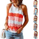 Women's Sleeveless Knit Top – Colorful Wave Pattern Casual Summer Tank