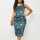 Women's Leopard Print Bodycon Dress – Sleeveless Trendy Party Dress