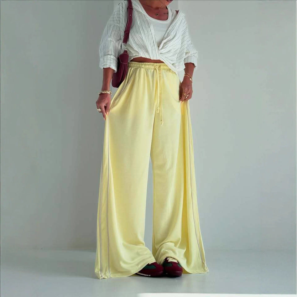 Women’s Wide Leg Sports Trousers – Loose Fit With Side Pockets