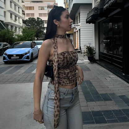 Animal Print Bustier Tank Strapless