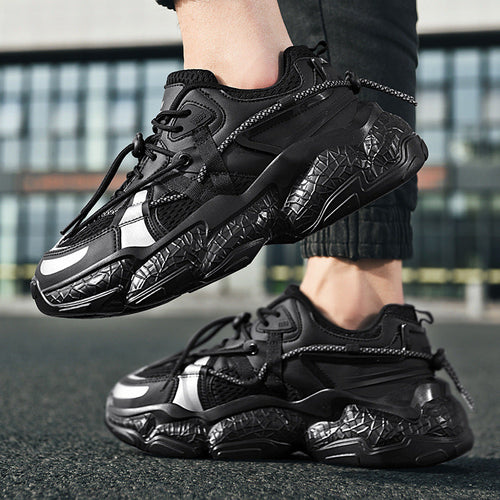 Women's Black Non-Slip Platform Sneakers With Lace Up Comfort