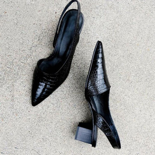 Women's Shiny Leather Closed-Toe Sandals – Block Heel Comfort