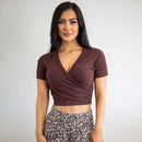 Women's Wrap Top With V-Neck And Long Sleeves – Elegant Slim Fit Blouse