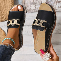 Women’s Slip On Buckle Wedge Sandals – Comfortable Platform Shoes